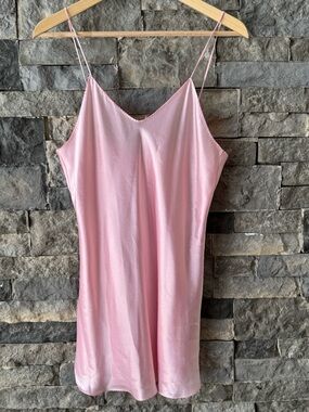 Jayre California Vintage Pink Babydoll Pink Satin Nightie Slip Large